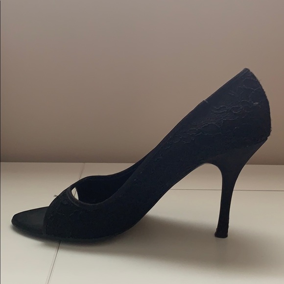 Black lace open toe heels - Picture 4 of 4